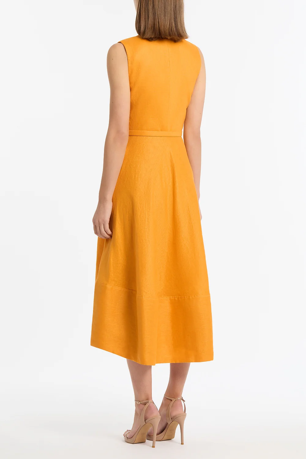 AMBER LINEN BELTED MIDI DRESS - Image 3