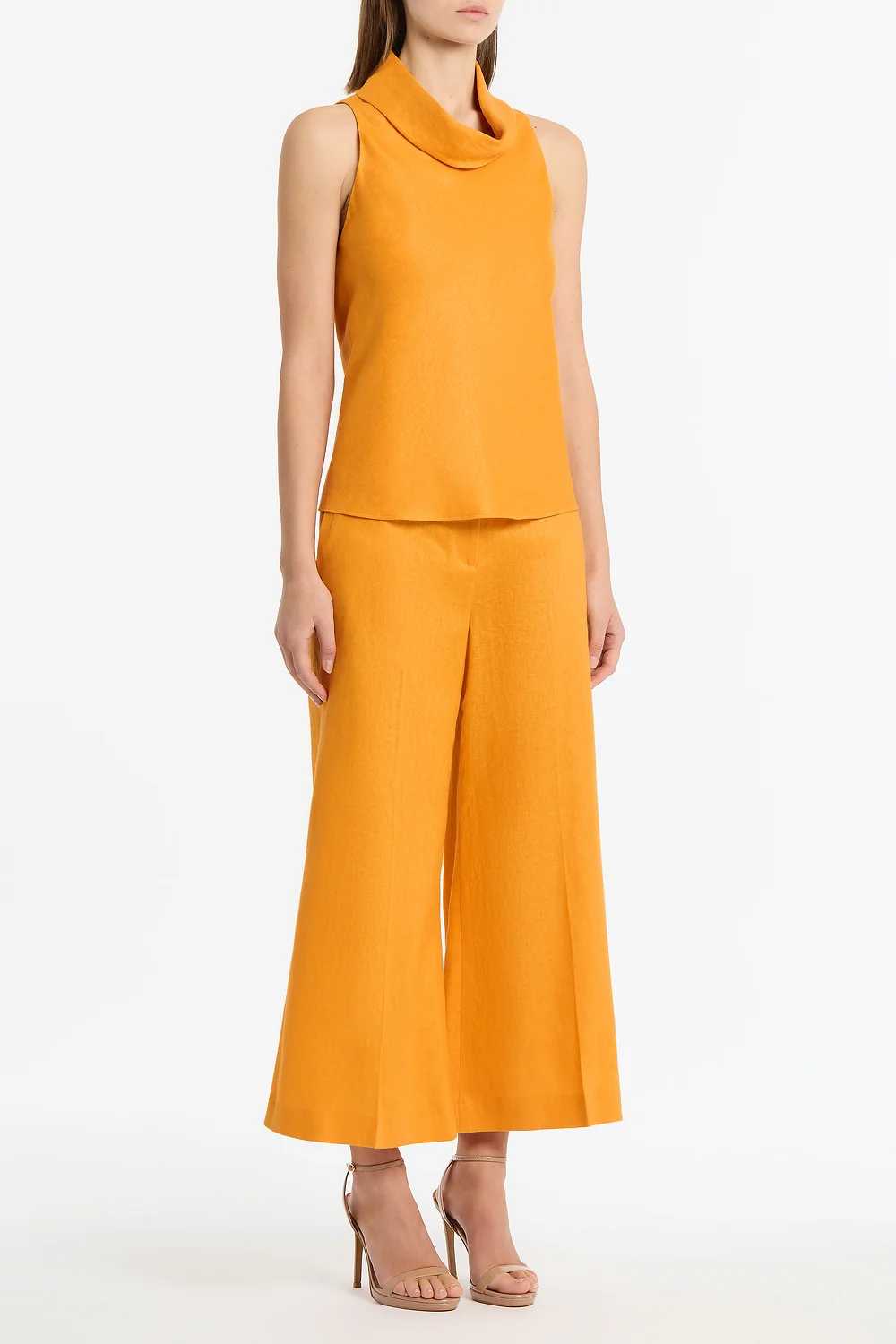 AMBER LINEN FOLDED COLLAR TOP - Image 2