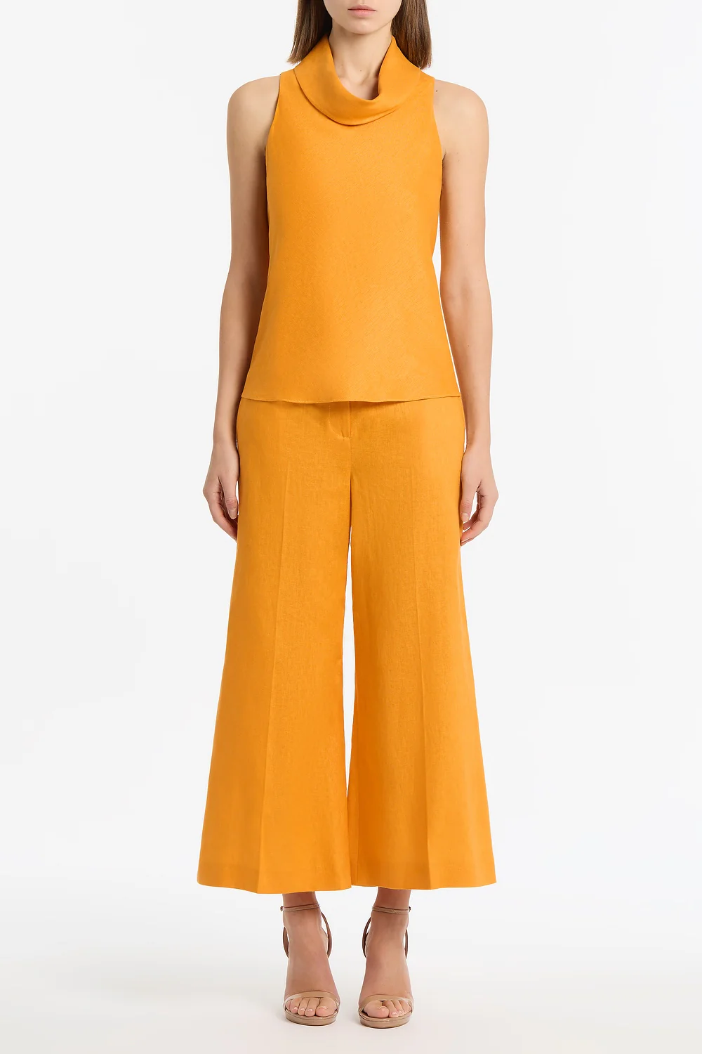 AMBER LINEN WAISTED CROP PANT