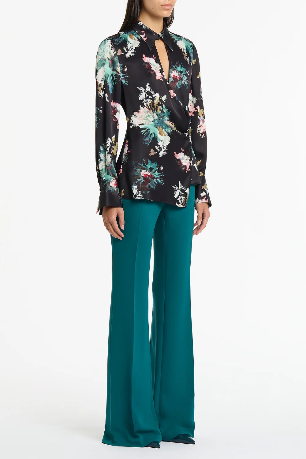 BELLE DE JOUR SATIN ACETATE KEYHOLE WRAP TOP - Image 2