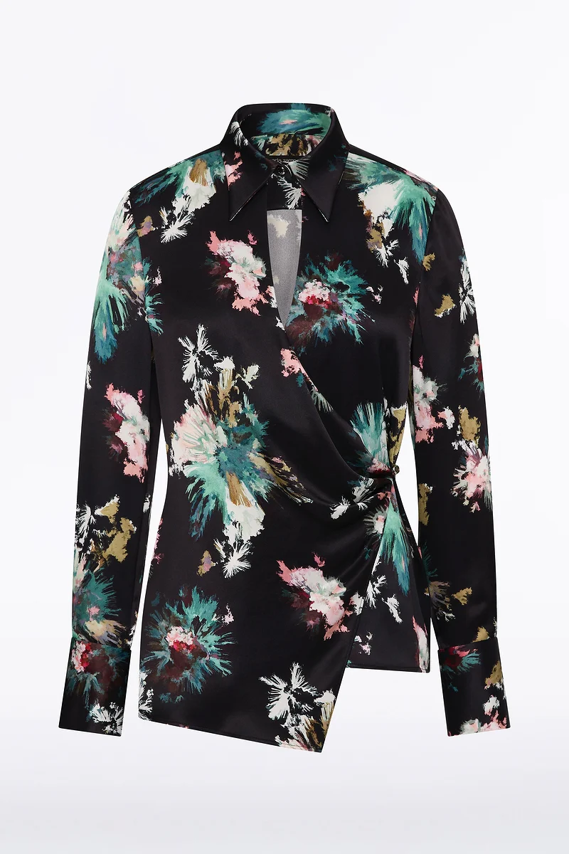 BELLE DE JOUR SATIN ACETATE KEYHOLE WRAP TOP - Image 5