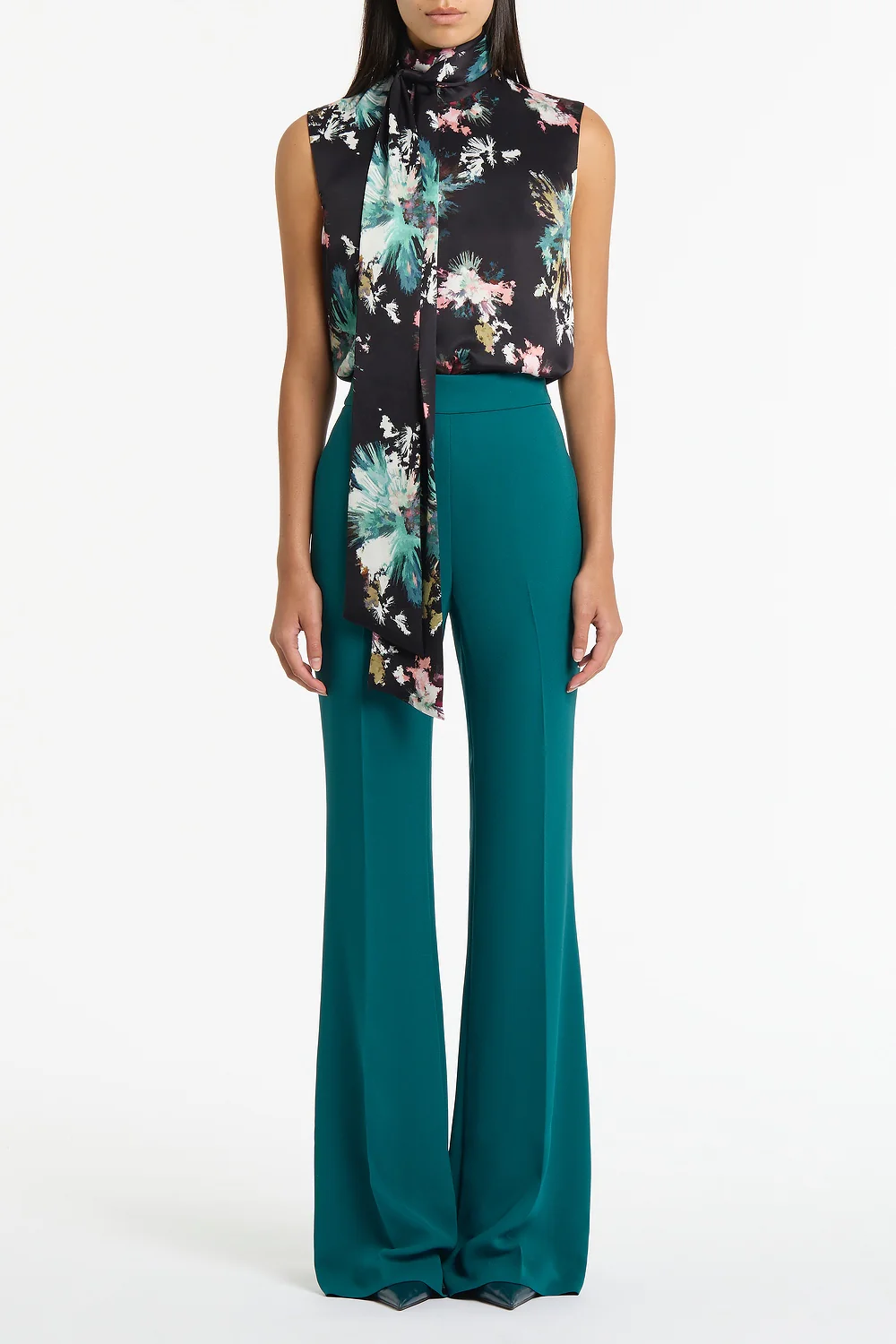 BELLE DE JOUR SATIN ACETATE TIE NECK TOP