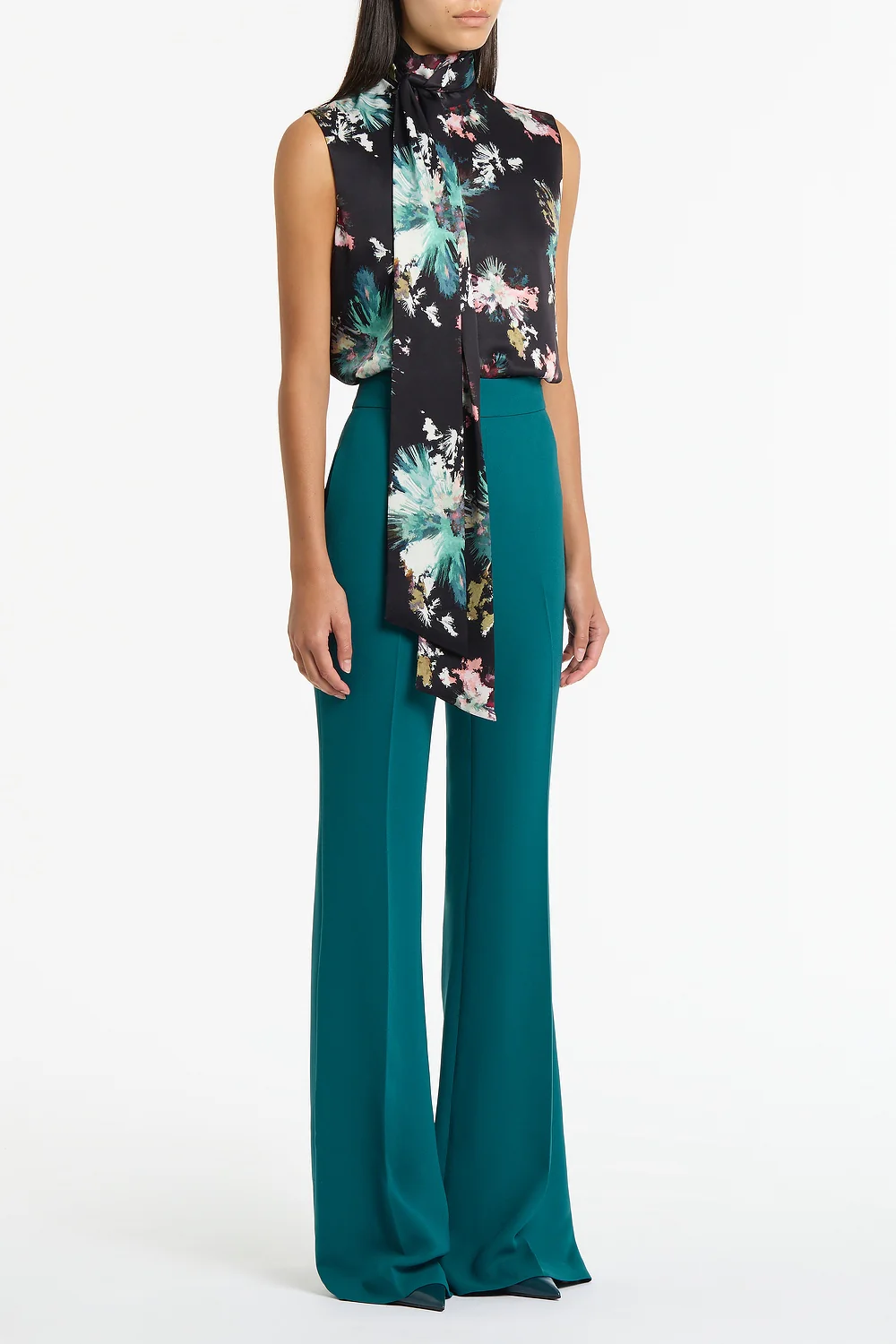 BELLE DE JOUR SATIN ACETATE TIE NECK TOP - Image 2