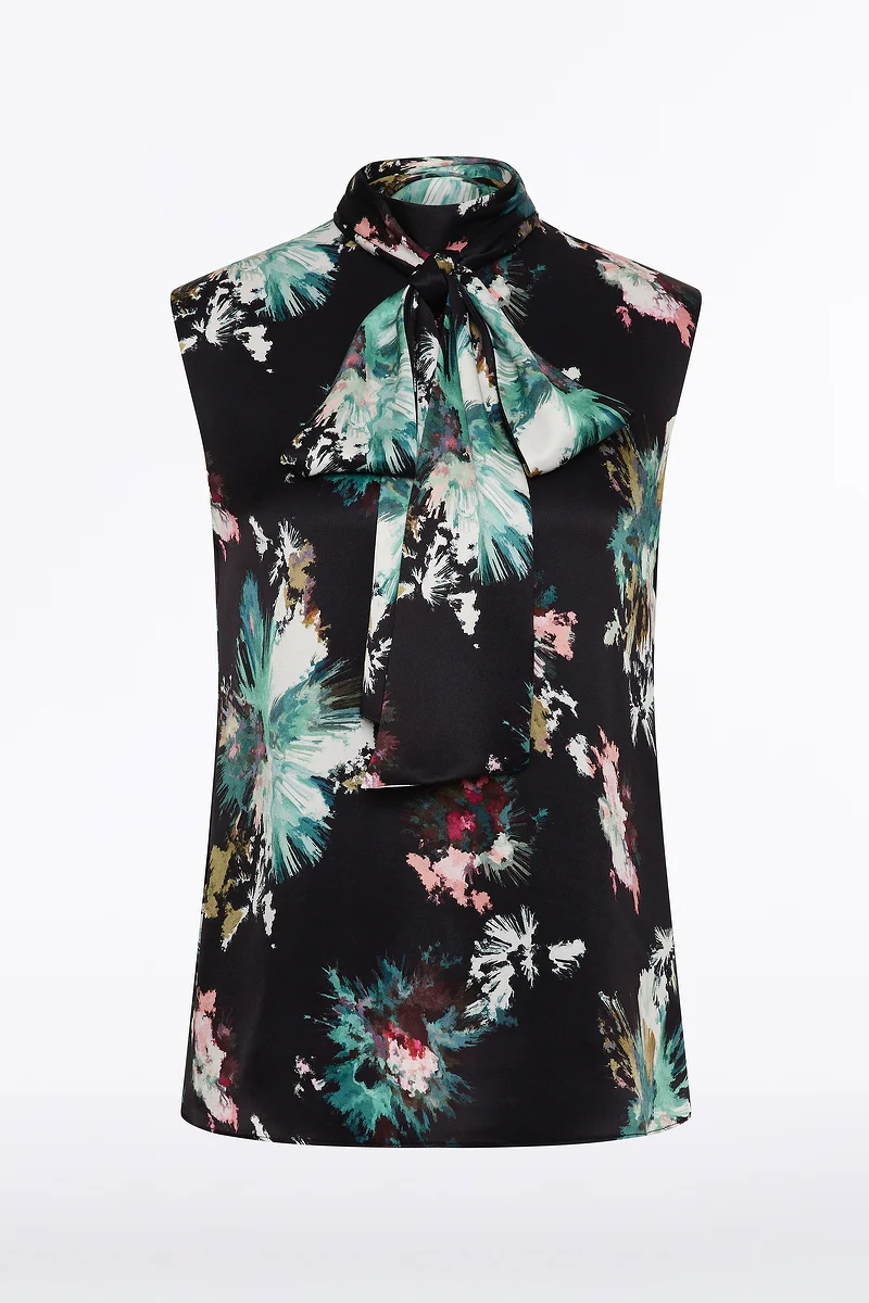 BELLE DE JOUR SATIN ACETATE TIE NECK TOP - Image 5