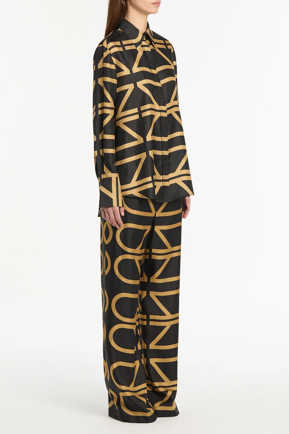 BLACK AND BRANDY GRID SILK TWILL ELASTIC PANT - Image 2