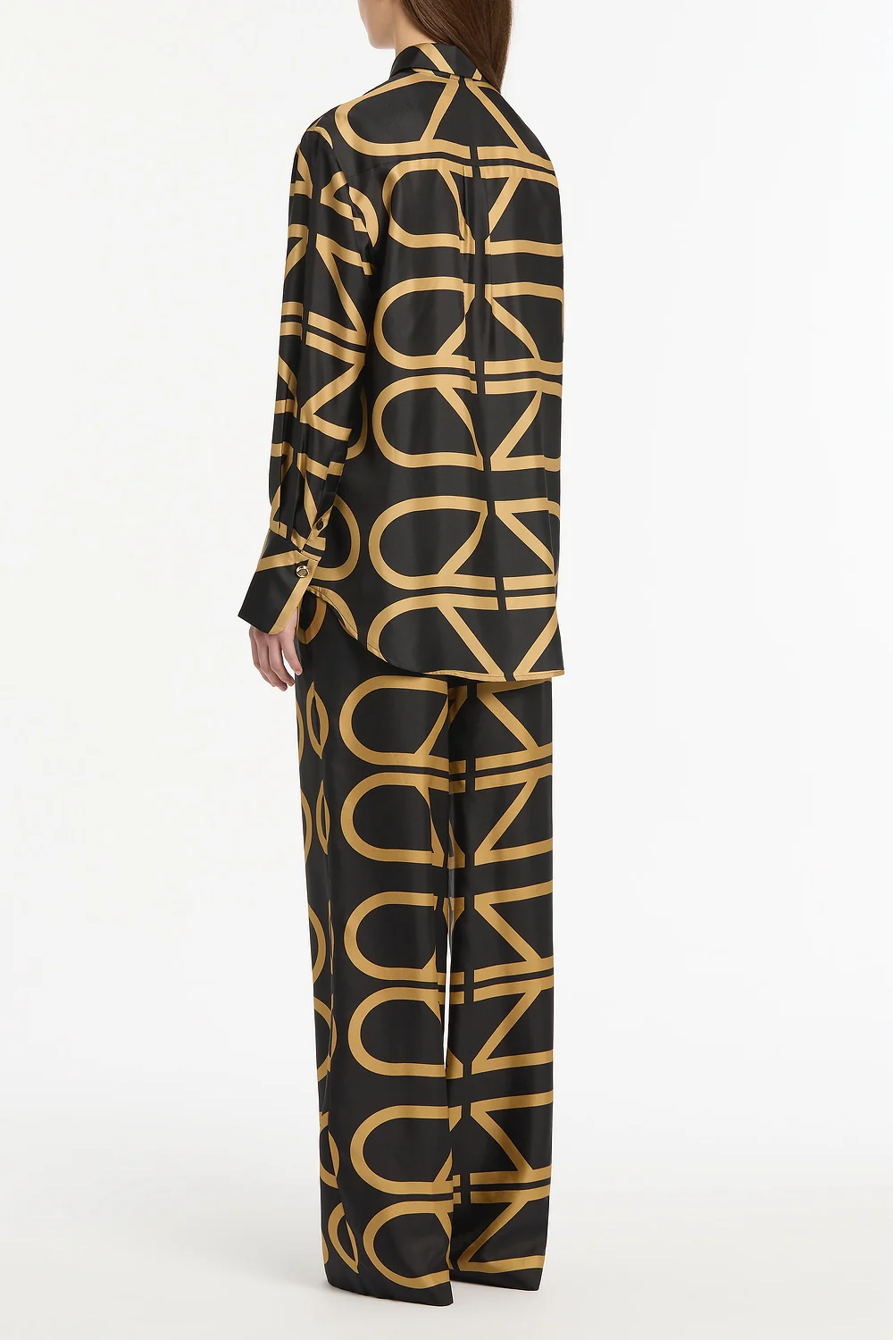 BLACK AND BRANDY GRID SILK TWILL ELASTIC PANT - Image 3
