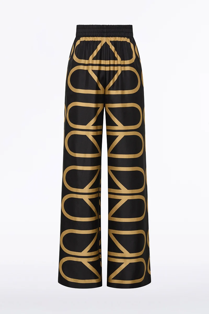 BLACK AND BRANDY GRID SILK TWILL ELASTIC PANT - Image 5
