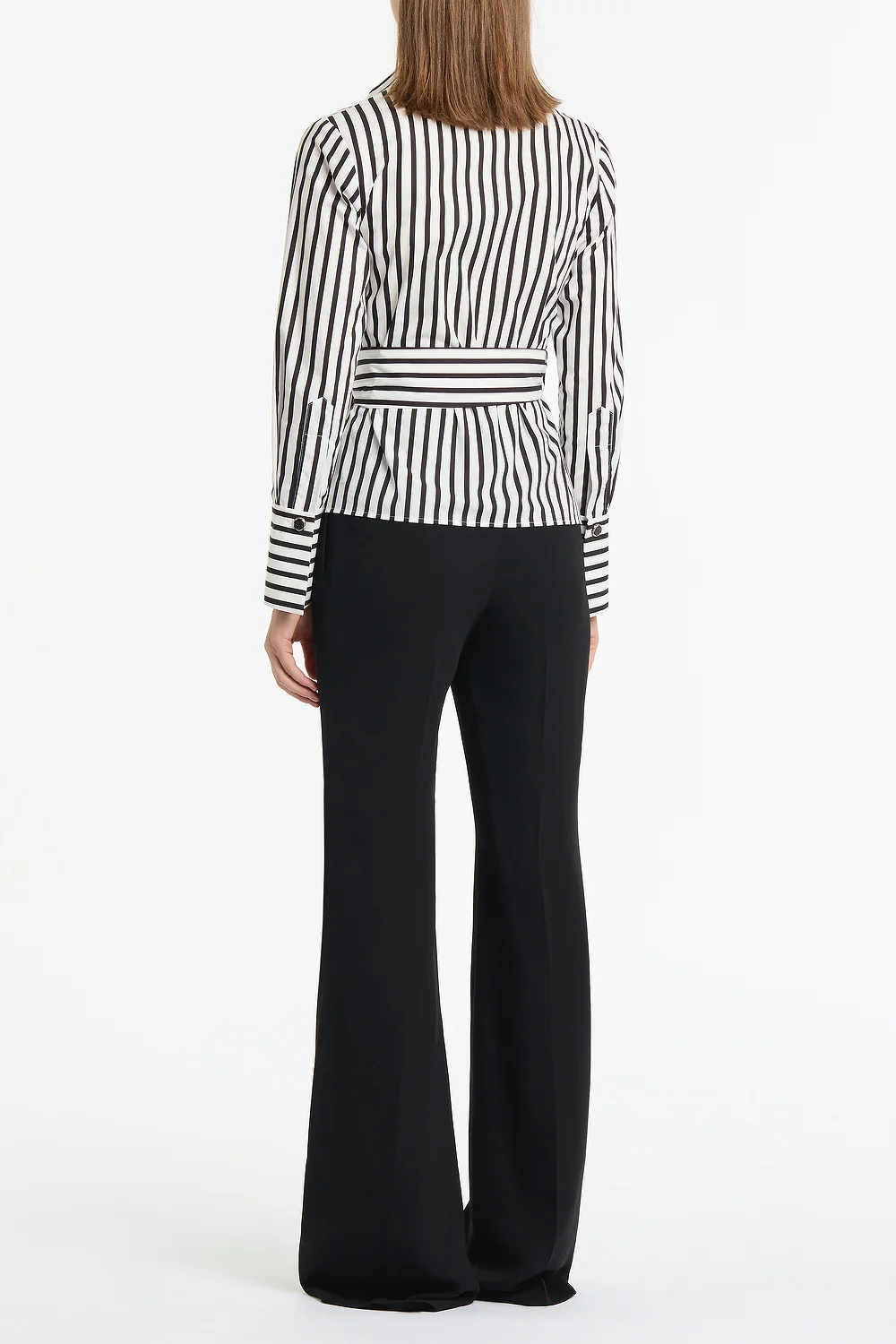 BLACK AND WHITE STRIPE COTTON WRAP TOP - Image 3