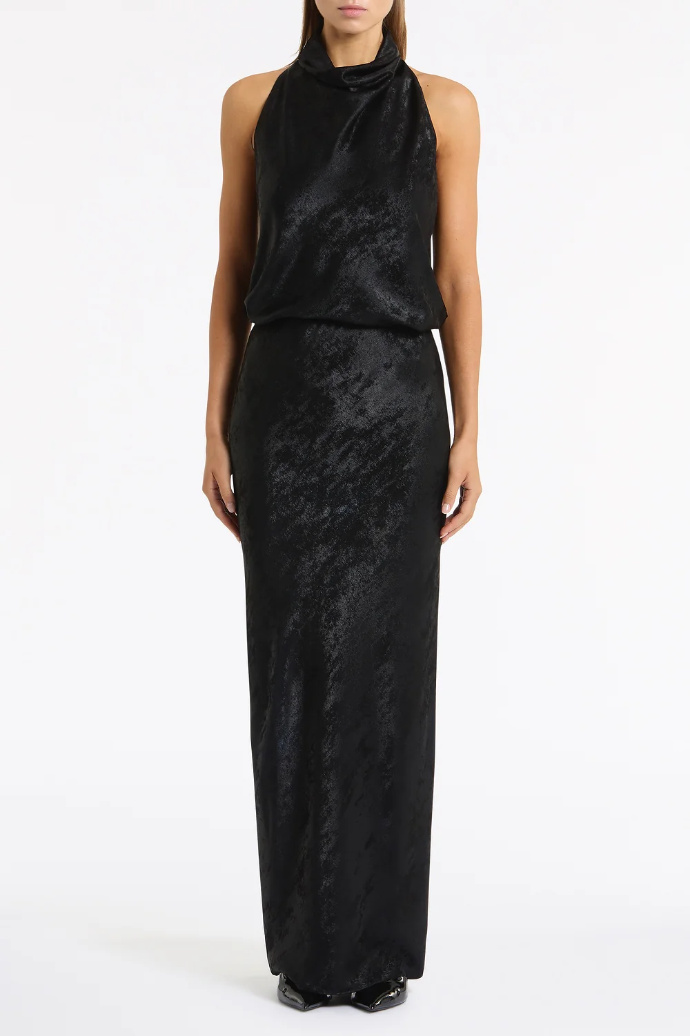 BLACK BURNISHED METALLIC BIAS SKIRT