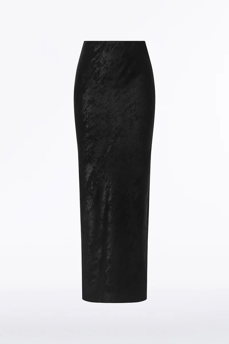 BLACK BURNISHED METALLIC BIAS SKIRT - Image 4