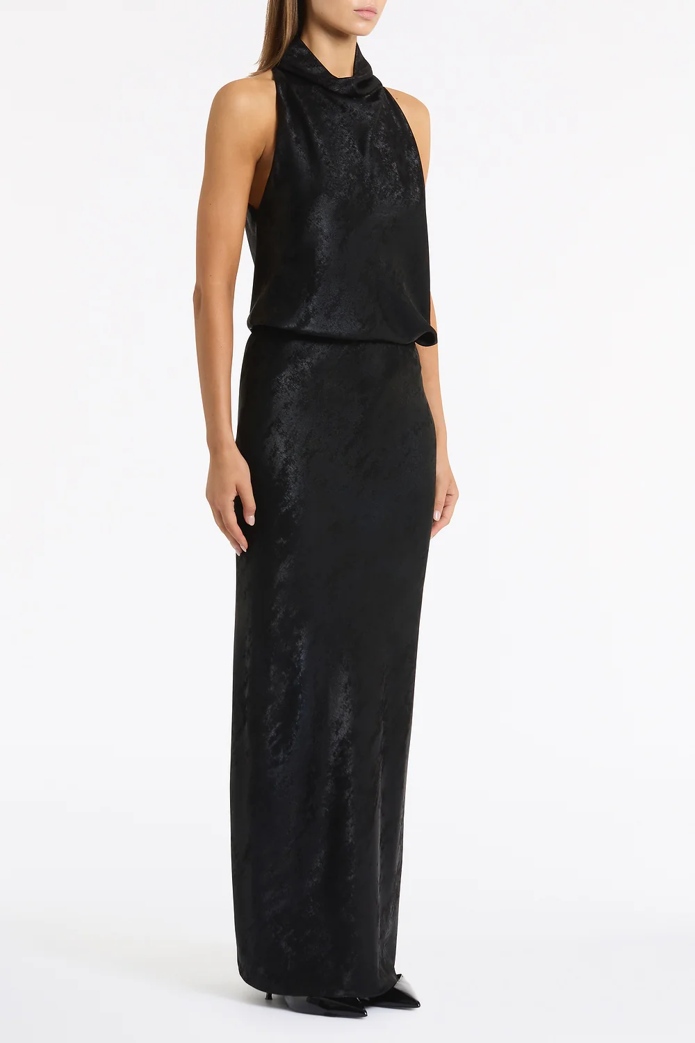 BLACK BURNISHED METALLIC HALTER TOP - Image 2