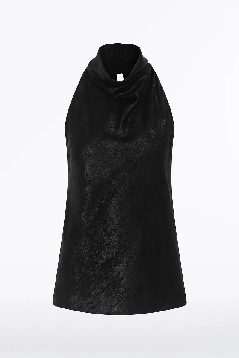 BLACK BURNISHED METALLIC HALTER TOP - Image 4