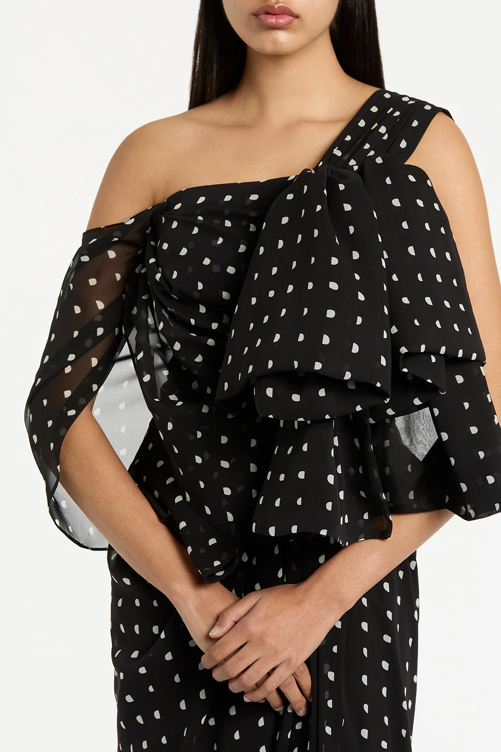 BLACK C SPOT SILK GGT BOW GOWN - Image 4