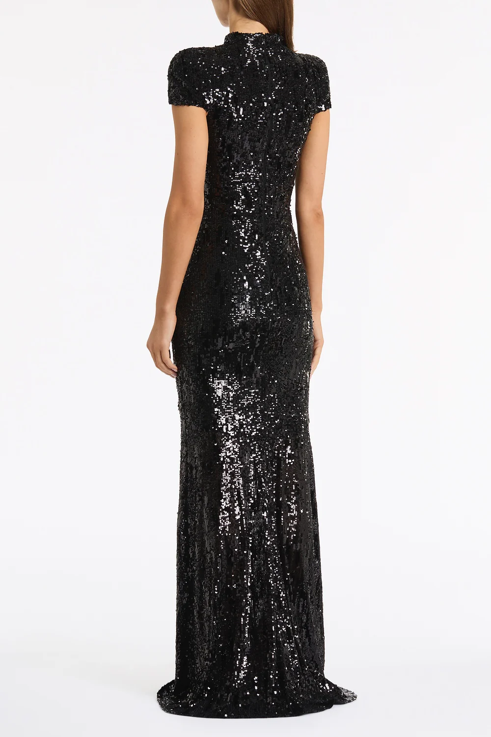 BLACK CASCADE SEQUIN RAGLAN SLEEVE GOWN - Image 3