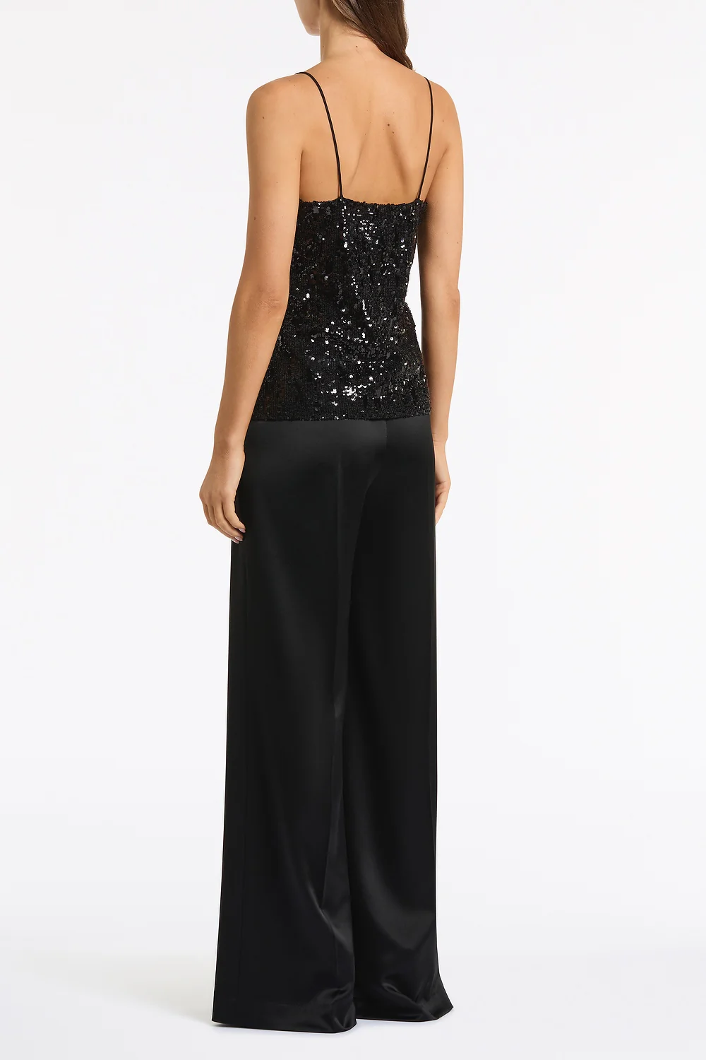 BLACK CASCADE SEQUIN THIN STRAP TOP - Image 3