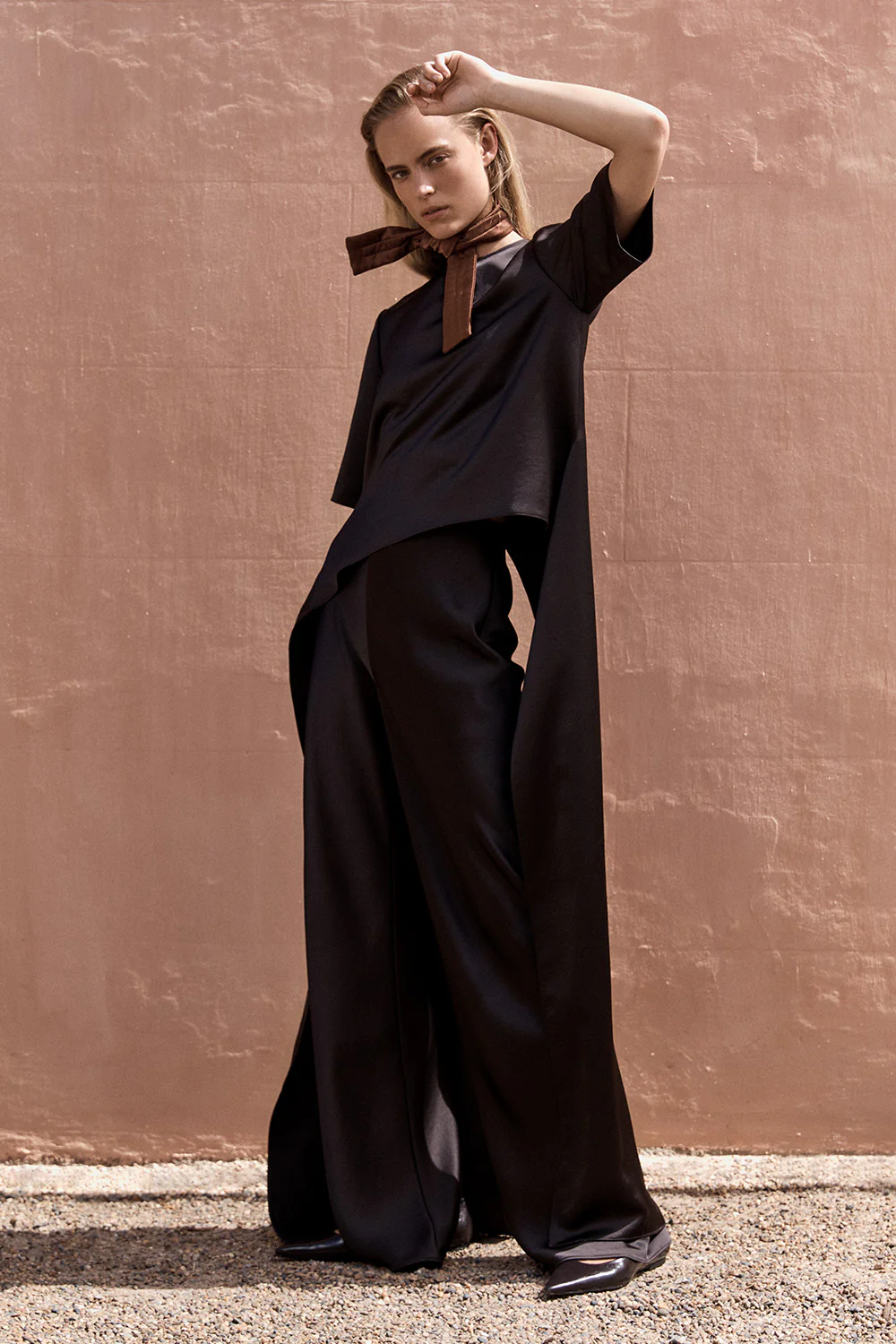 BLACK CHOCOLATE LUSTRE SATIN TAIL TOP - Image 4