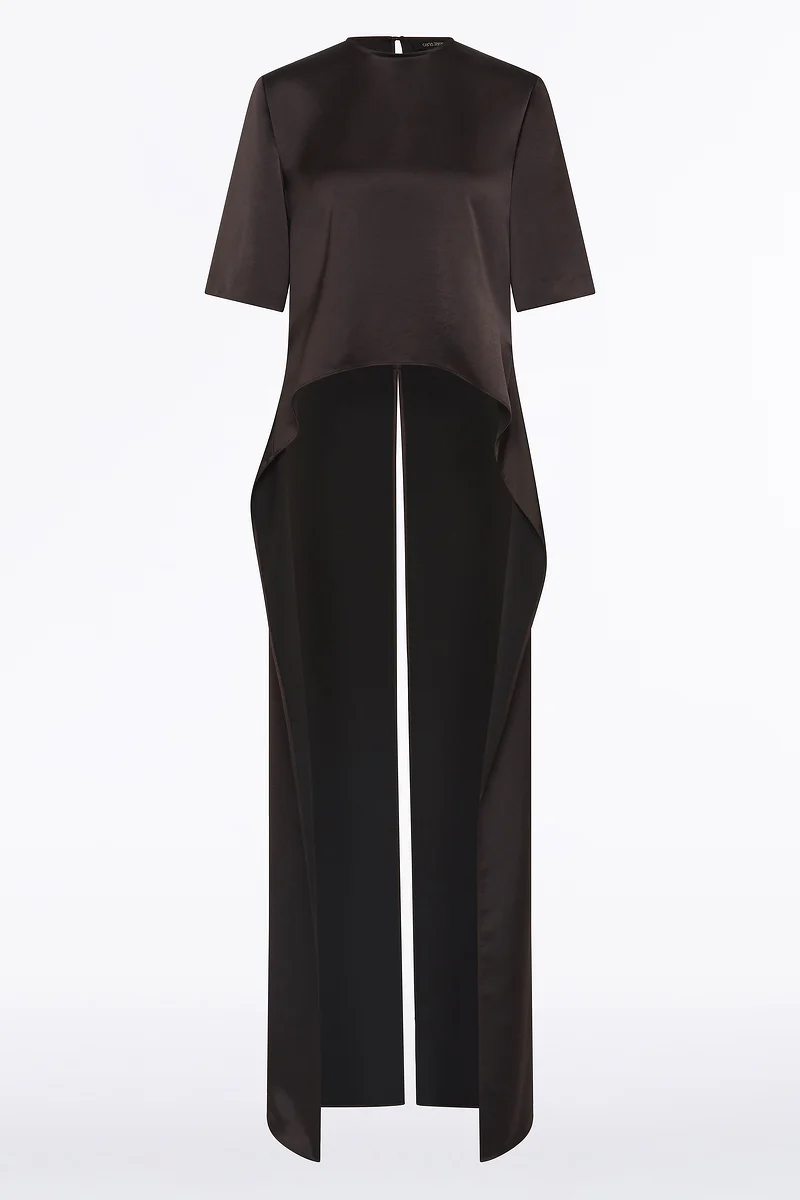 BLACK CHOCOLATE LUSTRE SATIN TAIL TOP - Image 5