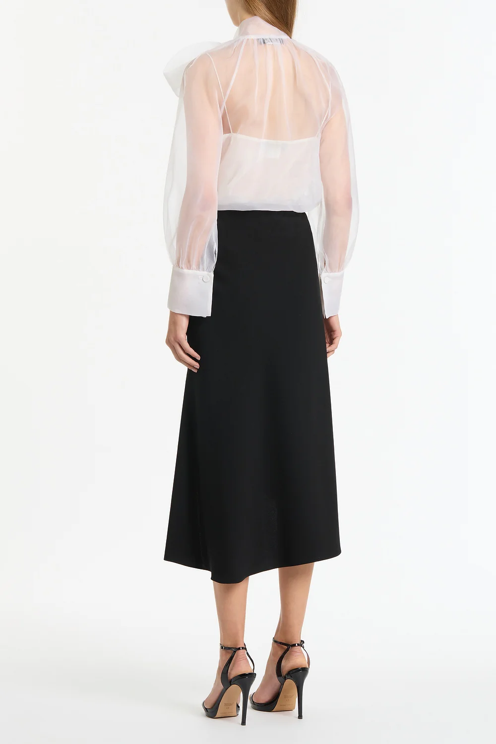 BLACK CREPE ASYMMETRIC SKIRT - Image 2