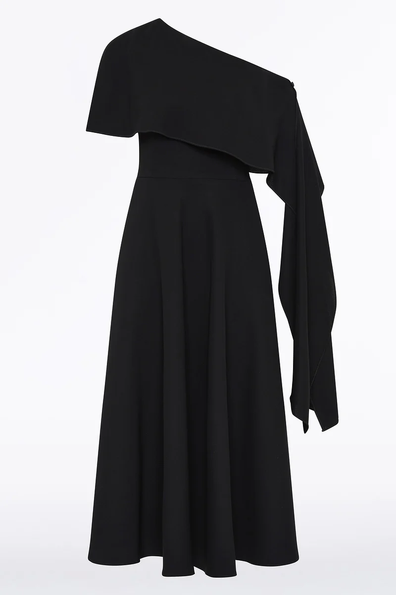 BLACK CREPE COLD SHOULDER DRESS - Image 5