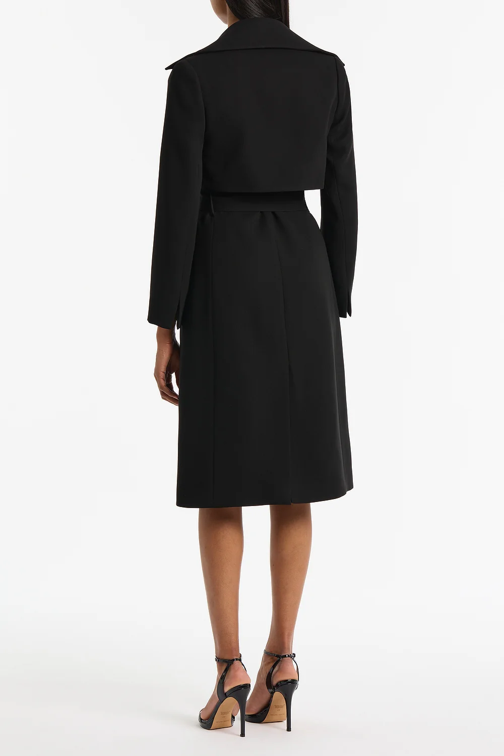 BLACK CREPE DOUBLE-BREASTED TRENCH COAT - Image 2