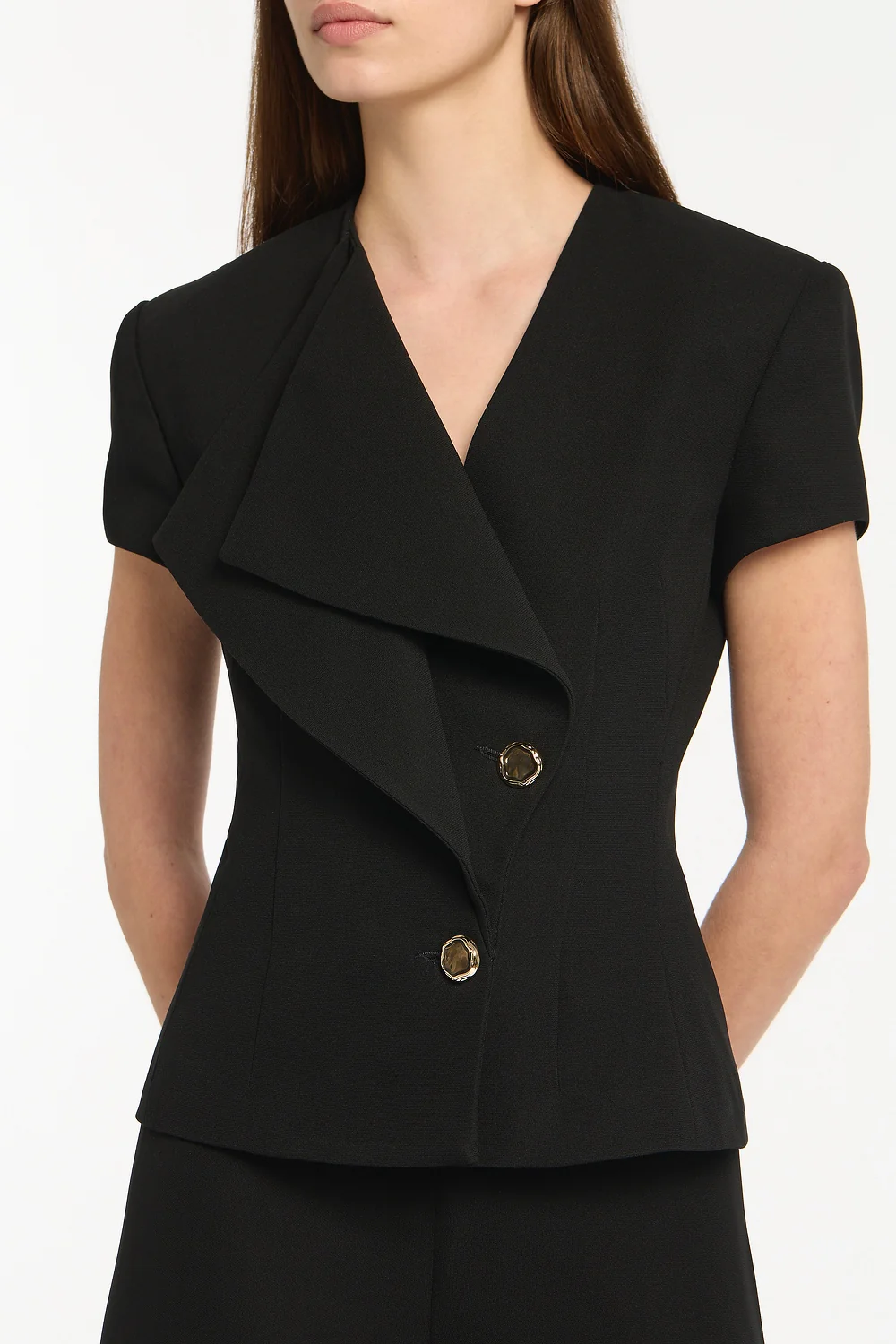 BLACK CREPE DOUBLE-BREASTED VEST - Image 4