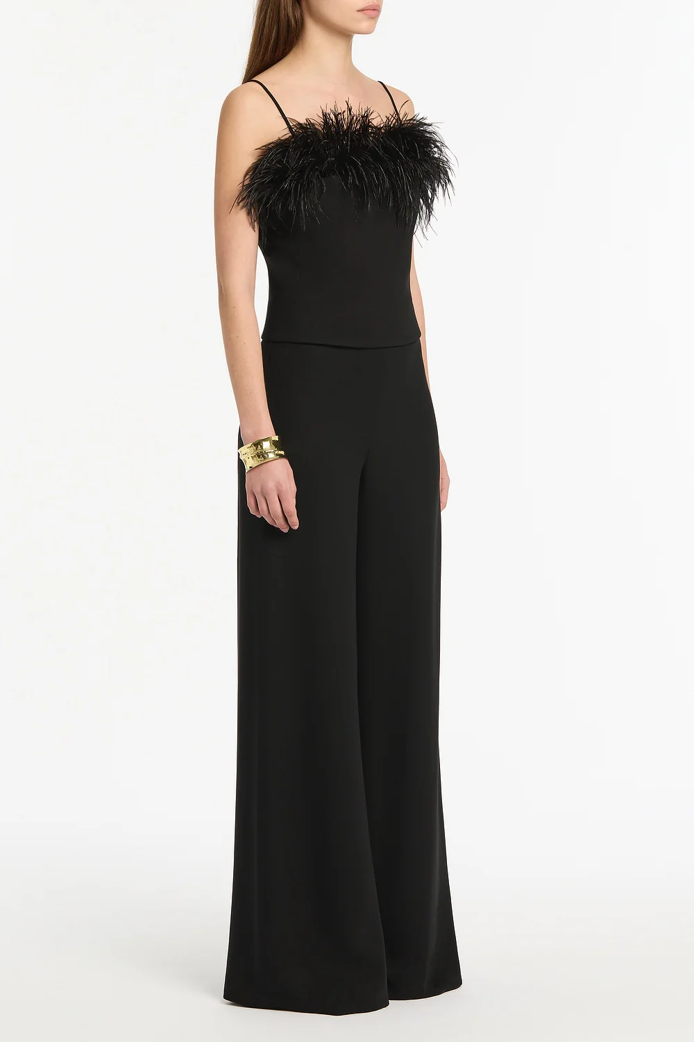 BLACK CREPE FEATHER TOP - Image 2