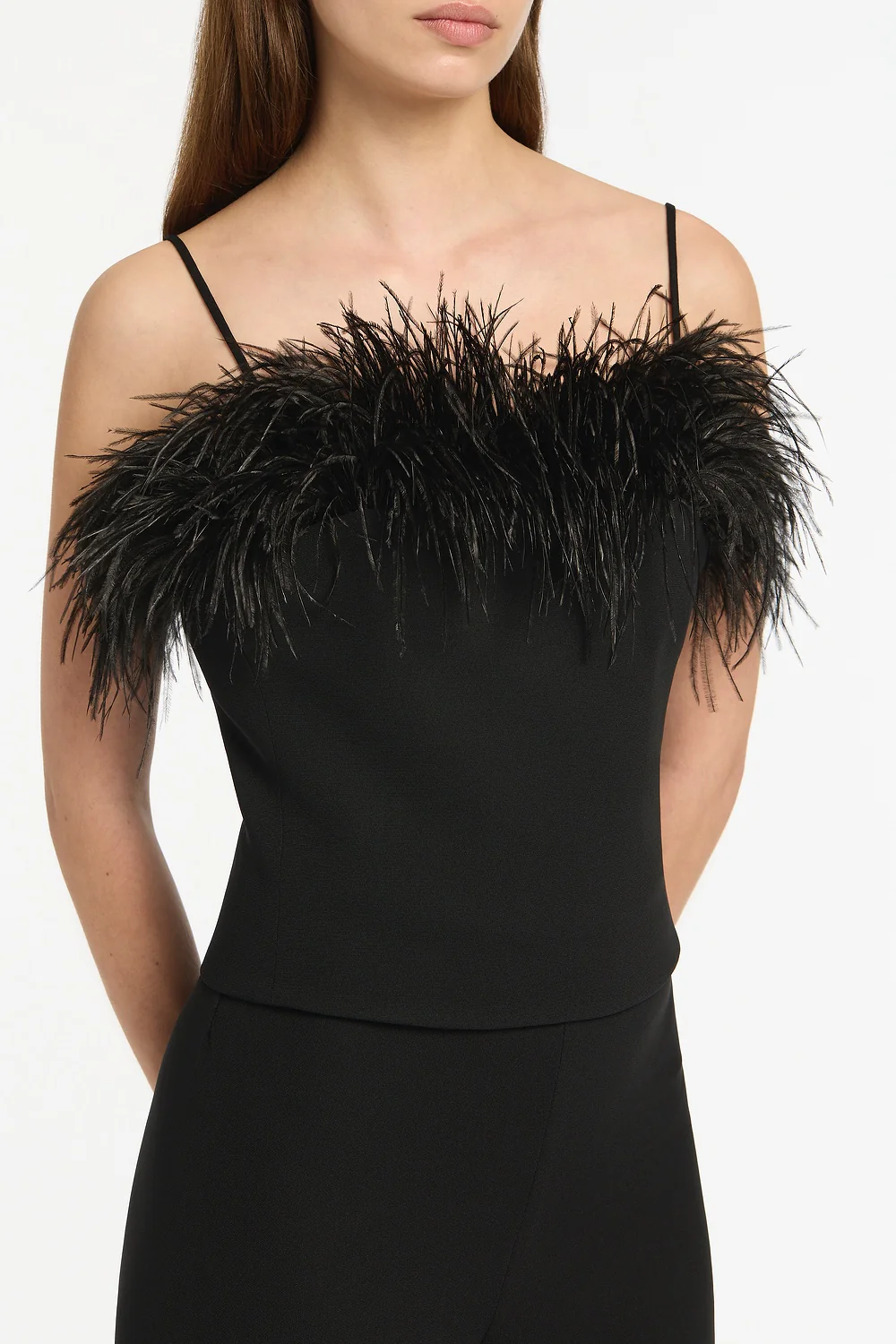 BLACK CREPE FEATHER TOP - Image 4