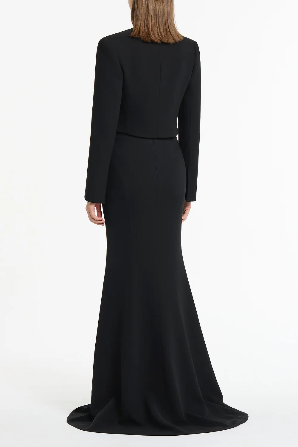BLACK CREPE FISHTAIL MAXI SKIRT - Image 3