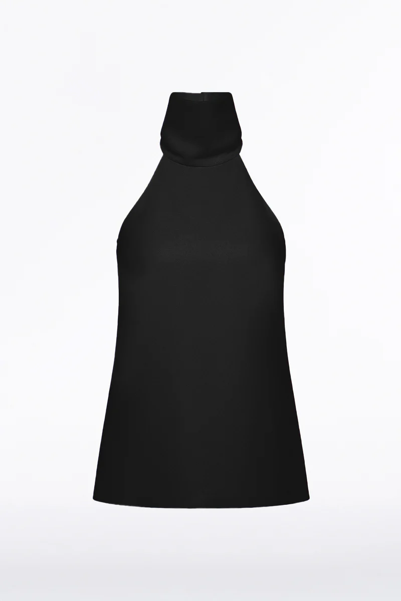 BLACK CREPE HALTER TOP - Image 4