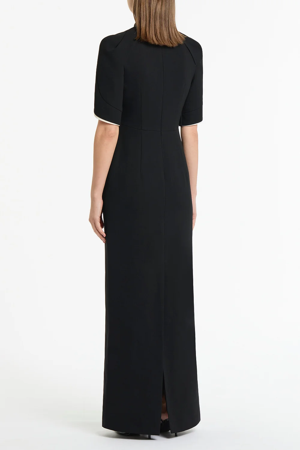 BLACK CREPE LAYERED SLEEVE GOWN - Image 3