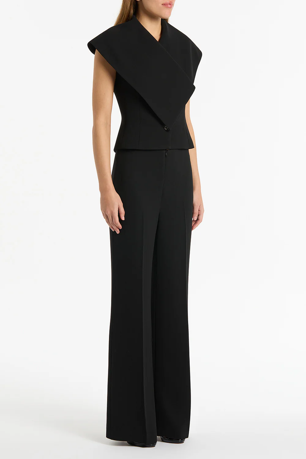 BLACK CREPE LOW WAIST PANT - Image 3