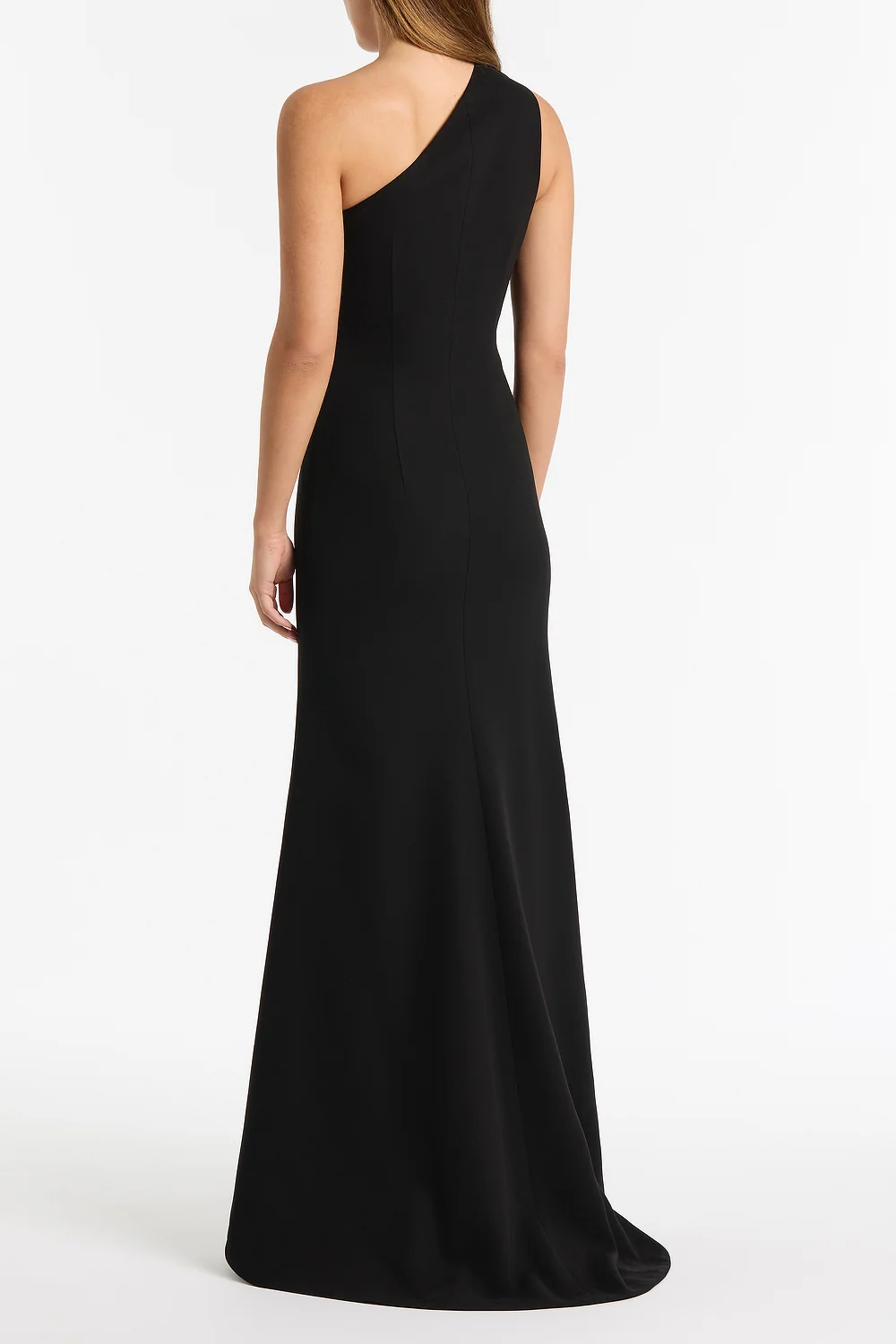 BLACK CREPE ONE SHOULDER PETAL GOWN - Image 2