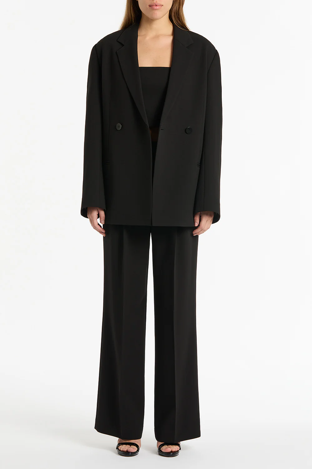BLACK CREPE OVERSIZED JACKET - Image 3