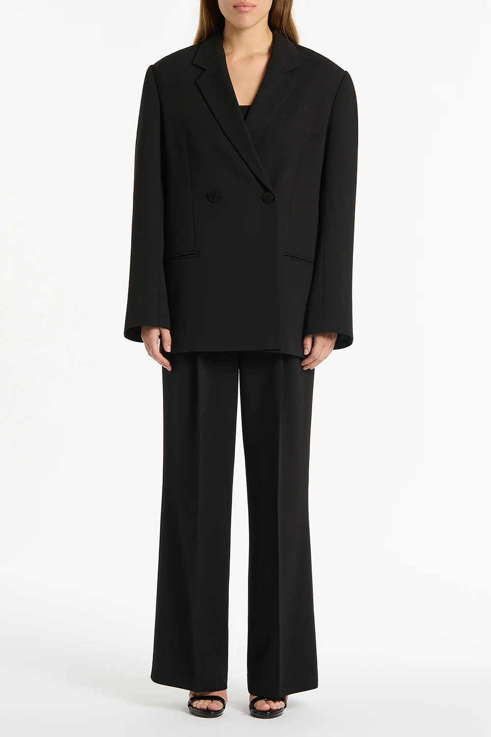 BLACK CREPE OVERSIZED JACKET - Image 4