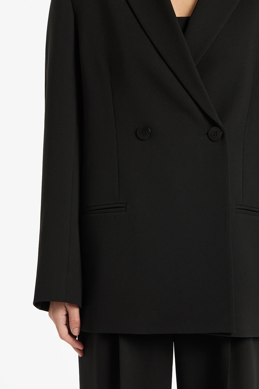 BLACK CREPE OVERSIZED JACKET - Image 7