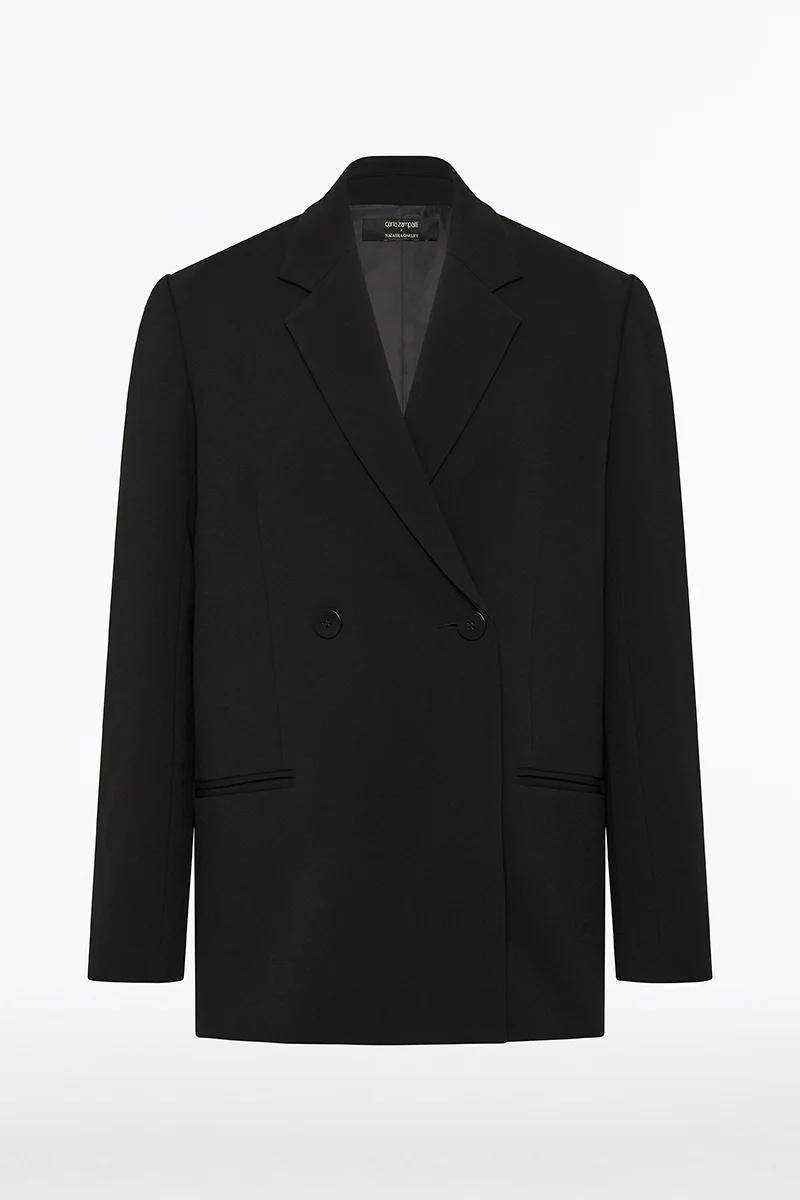 BLACK CREPE OVERSIZED JACKET - Image 9
