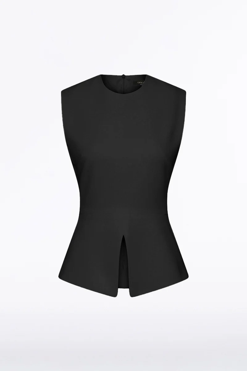 BLACK CREPE PEPLUM TOP - Image 5