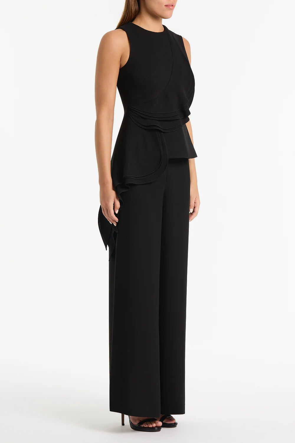 BLACK CREPE PETAL DETAIL TOP - Image 3