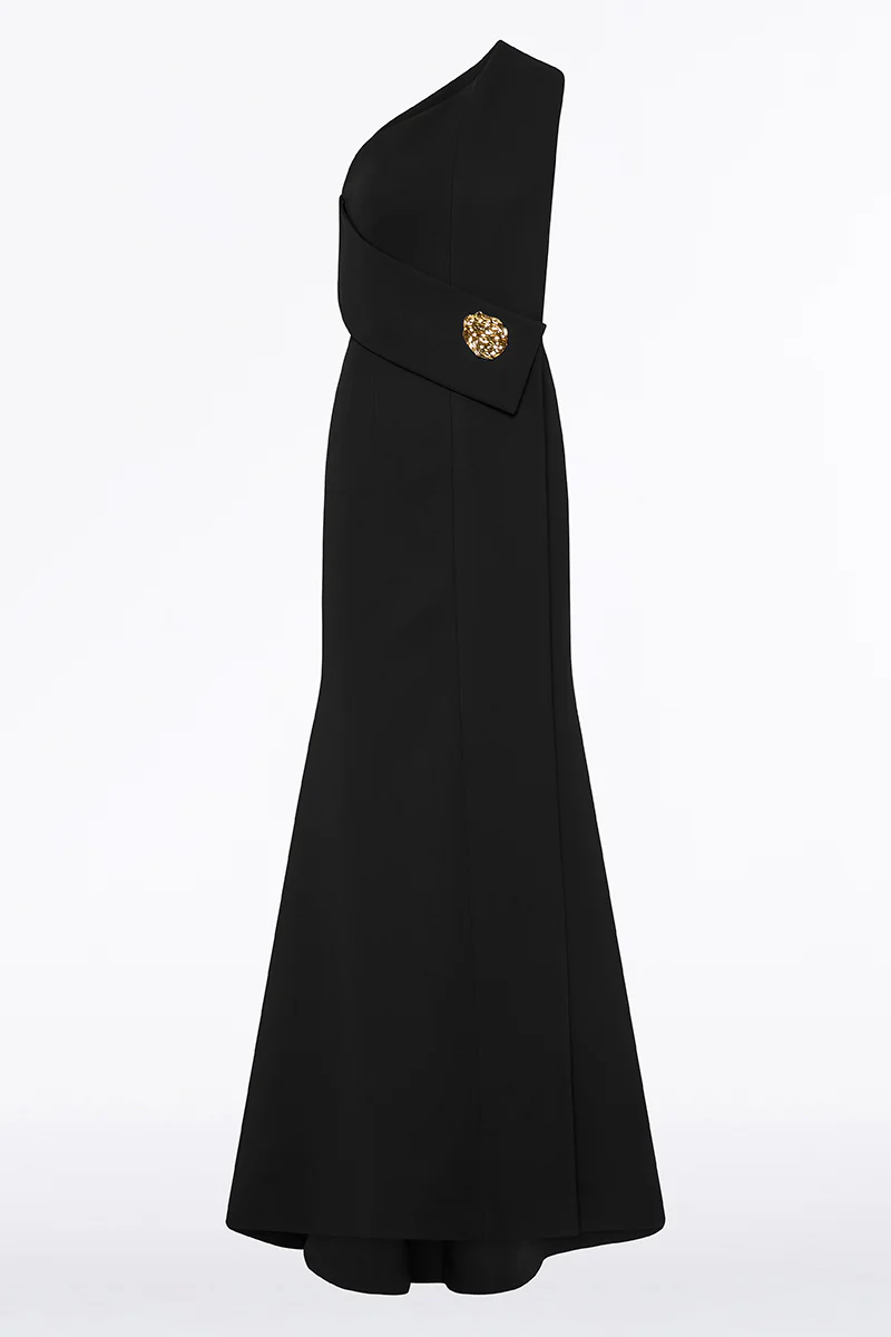 BLACK CREPE PIEGATO GOWN - Image 4