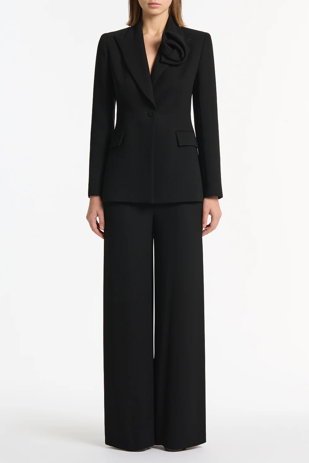 BLACK CREPE ROSE BLAZER