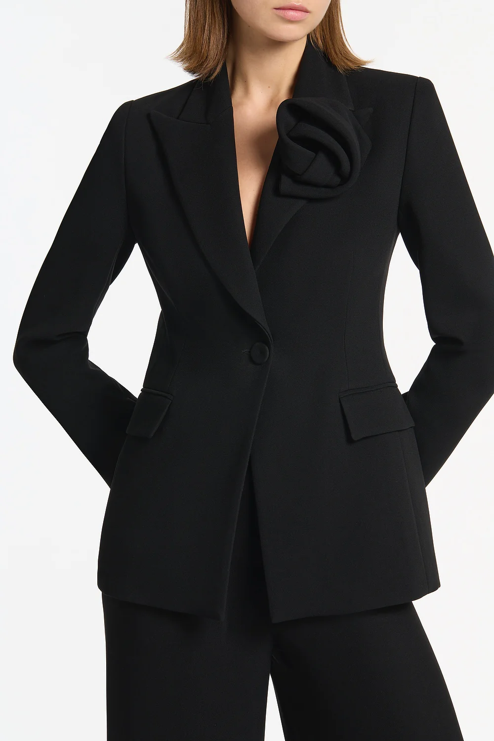 BLACK CREPE ROSE BLAZER - Image 4