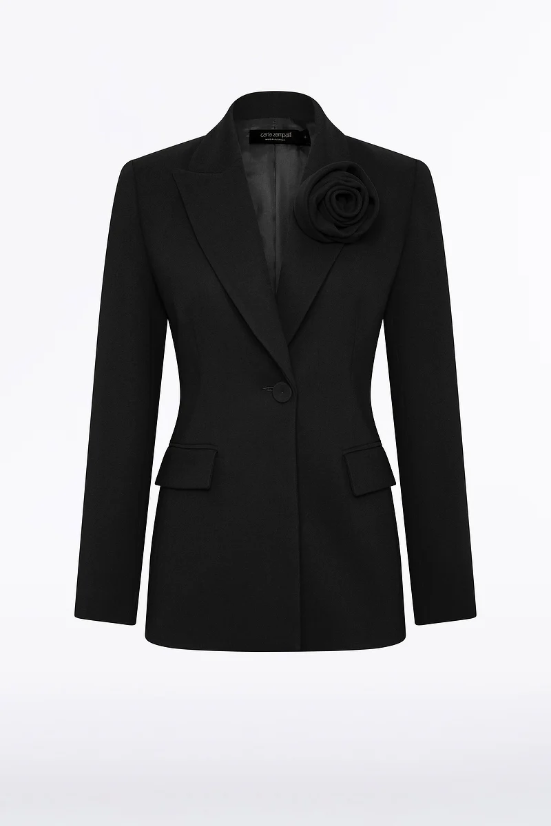 BLACK CREPE ROSE BLAZER - Image 6