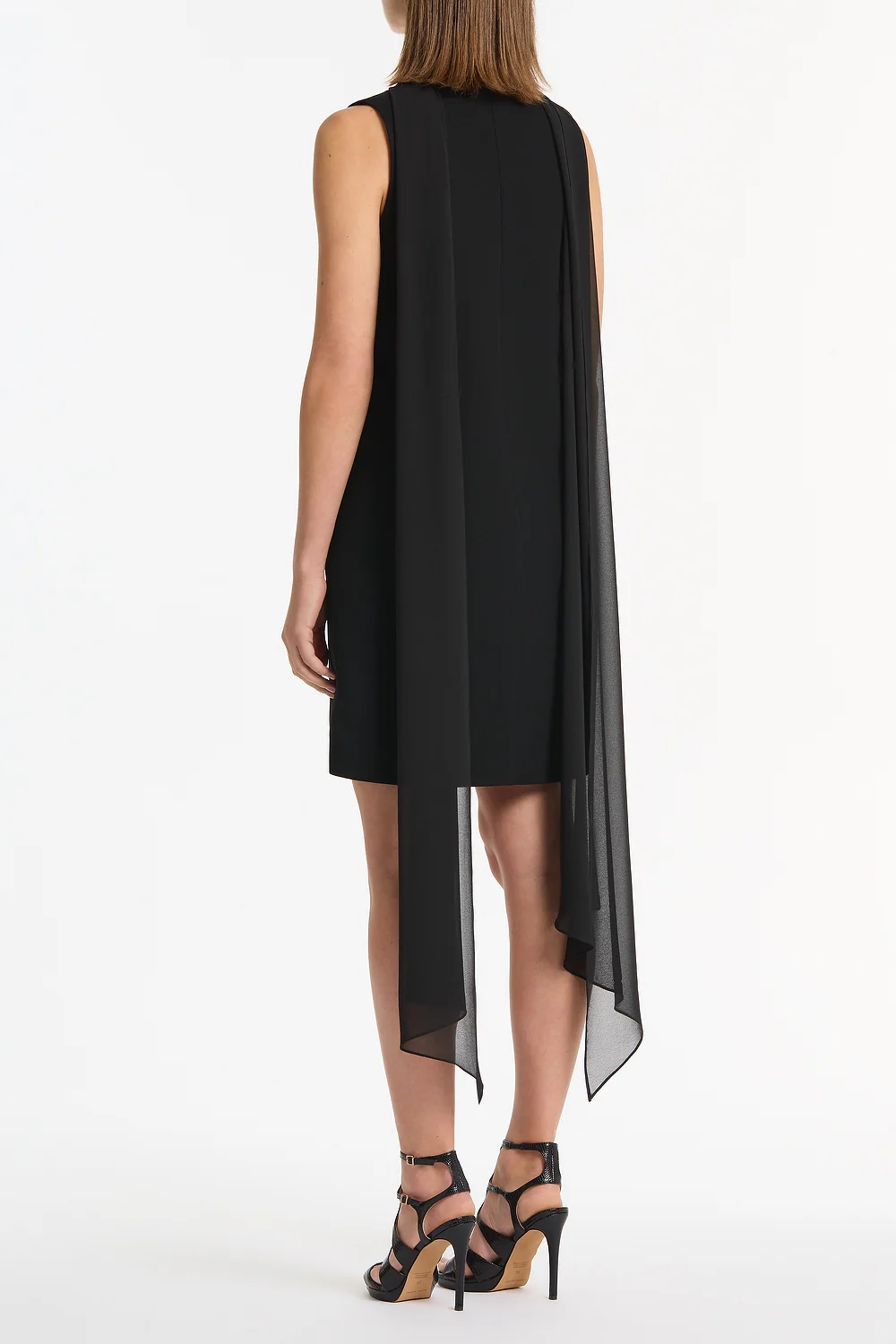 BLACK CREPE SCOOP NECK SHIFT DRESS - Image 5