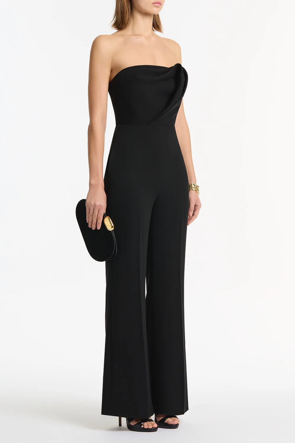 BLACK CREPE SCULPTURAL JUMPSUIT - Image 2