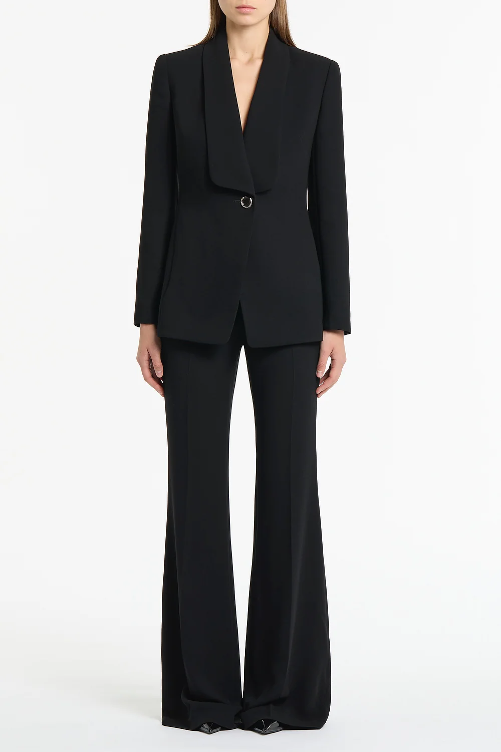 BLACK CREPE SHAWL COLLAR JACKET