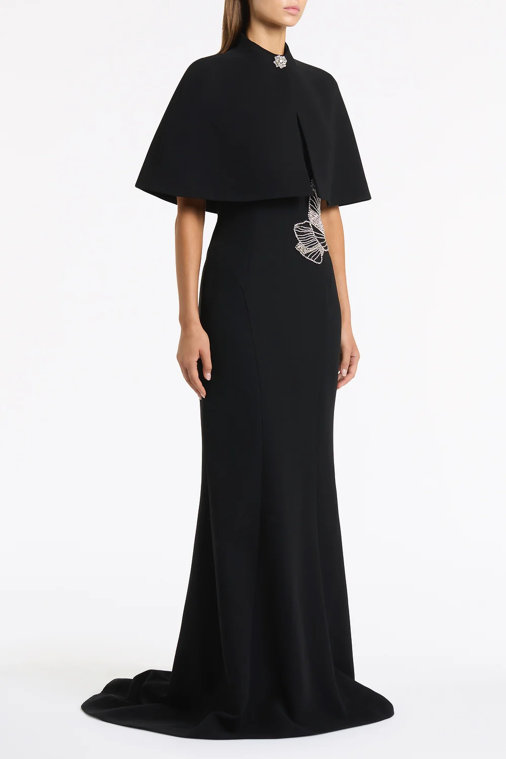 BLACK CREPE SHORT CAPE - Image 2
