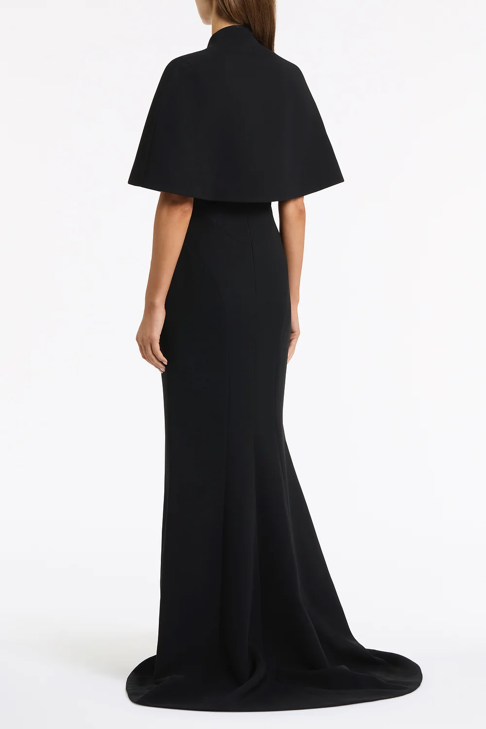 BLACK CREPE SHORT CAPE - Image 3