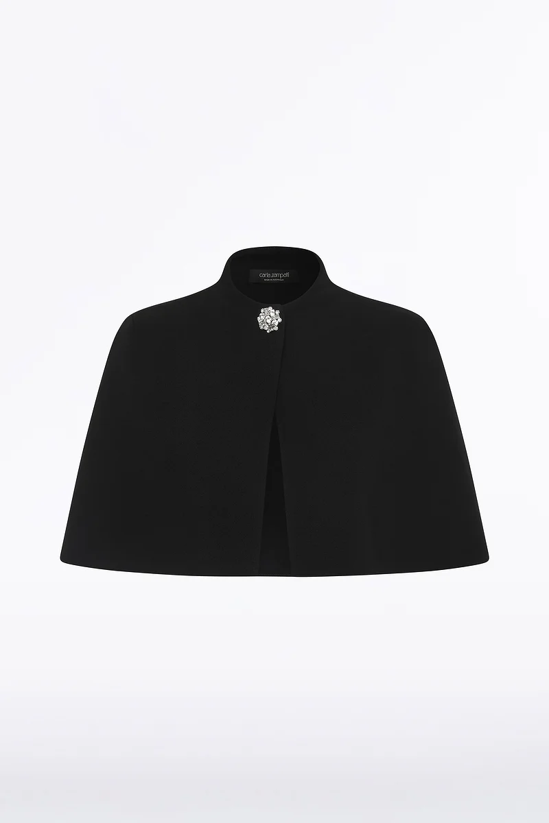 BLACK CREPE SHORT CAPE - Image 6