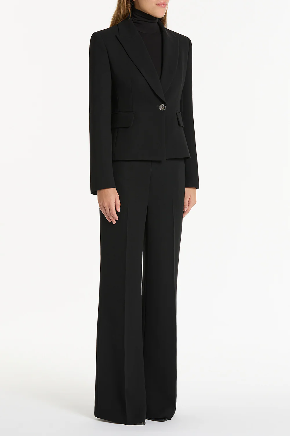 BLACK CREPE SINGLE BREASTED JACKET - Image 3
