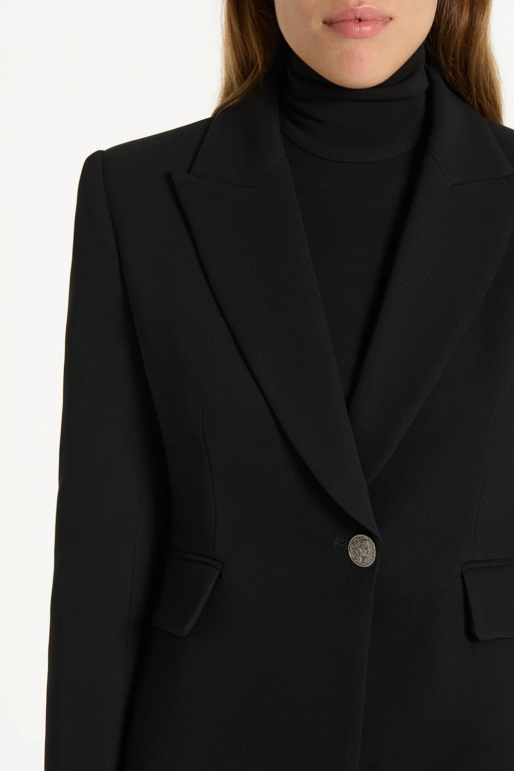 BLACK CREPE SINGLE BREASTED JACKET - Image 4